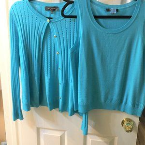St. John Turquoise Gorgeous Lt. Weight Sweater Set
